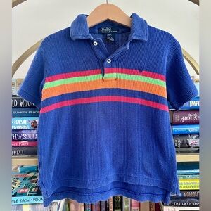 Polo Ralph Lauren Blue & Striped Knit Polo 🌈💙